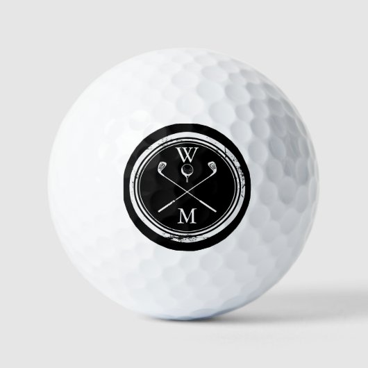 Balles De Golf Personalized Monogram Black And White (Recto)