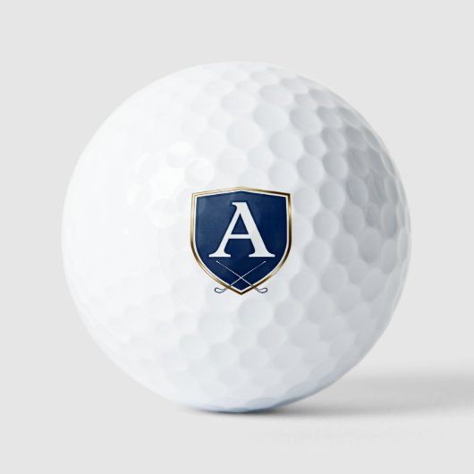 Balles De Golf Personalized Monogram Golf Balls - Navy Blue Crest (Recto)