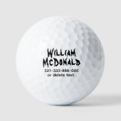 Balles De Golf Personalized Name Golf Balls Template HORROR 3 (Recto)