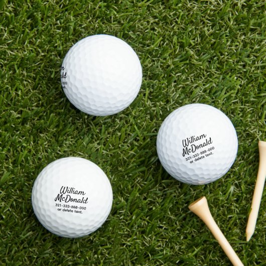 Balles De Golf Personalized Name Golf Balls Template SCRIPT 33 (Herbe in situ)