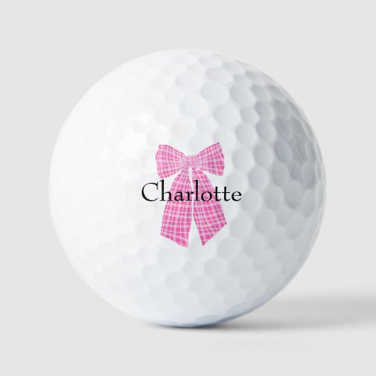 Balles De Golf Personnalisé En vichy rose romantique Coquette Bow (Recto)