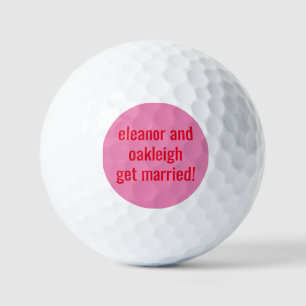 Balles De Golf Personnalisé Gras Clair Rose Rouge Unique Mariage 