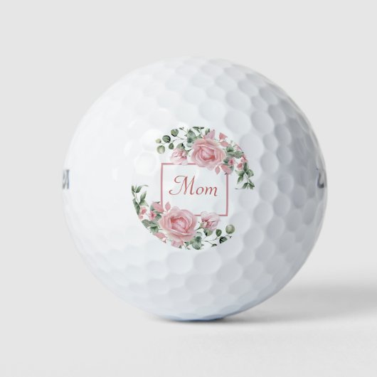 Balles De Golf Personnalisé Maman Rose Roses Floral (Devant)