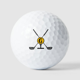 Balles De Golf Personnalisé Monogramme jaune moderne