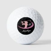 Balles De Golf Personnalisé Rose Dames Monogramme Nom Golfeur (Recto)