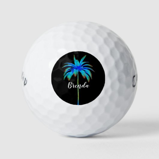 Balles De Golf Personnalisé Tropical Turquoise Blue Palm Tree (Devant)