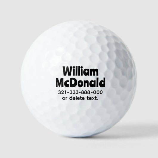 Balles de golf personnalisées avec nom Modèle FUN (Recto)