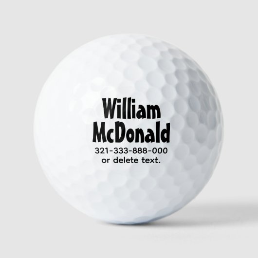 Balles de golf personnalisées avec nom Modèle FUN (Recto)