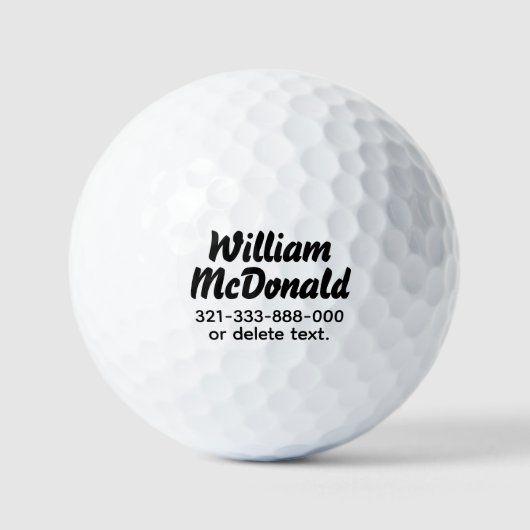 Balles de golf personnalisées avec nom Modèle Poli (Recto)