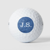 Balles De Golf Personnaliser Bleu Blanc Denim Texture Regarder im (Devant)