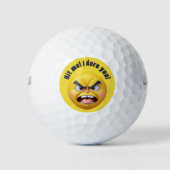 Balles De Golf Personnaliser l'Emoji 3D Jaune en colère (Devant)