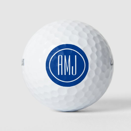 Balles De Golf Personnaliser monogramme bleu et blanc (Devant)