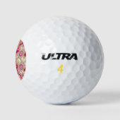 Balles De Golf PETA ~ Crème rouge rose Conception fractale ~ (Logo)
