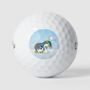 Balles De Golf Petit manchot obtenant une boule de neige