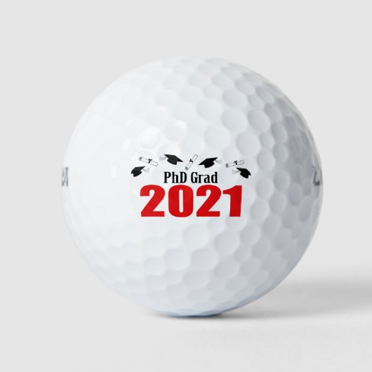 Balles De Golf PhD Grad 2021 Casquettes Et Diplômes (Rouge) (Devant)