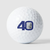 Balles De Golf photo de 40e anniversaire bleu et blanc (Recto)