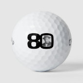 Balles De Golf photo de 80e anniversaire noir et blanc (Devant)