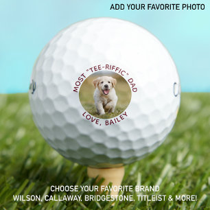 Balles De Golf Photo de chien personnalisée Meilleur papa Jamais