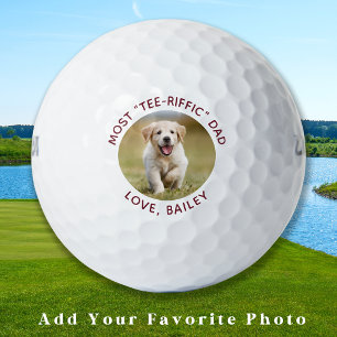 Balles De Golf Photo de chien personnalisée Meilleur papa Jamais