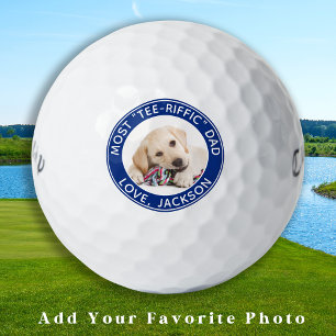 Balles De Golf Photo de chien personnalisée Meilleur papa Jamais