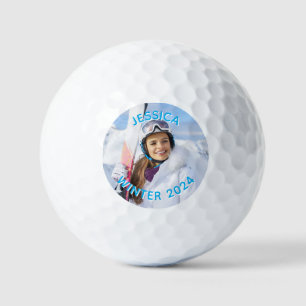 Balles De Golf Photo de famille Sky Blue Text personnalisée