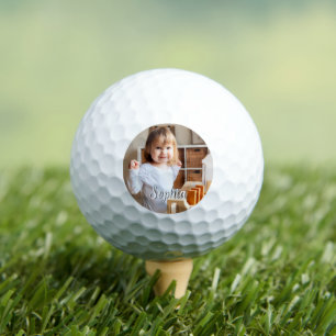 Balles De Golf Photo de votre enfant et nom de script