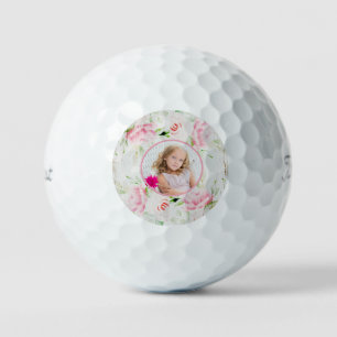 Balles De Golf Photo personnalisée - Rose Chic Shabby -