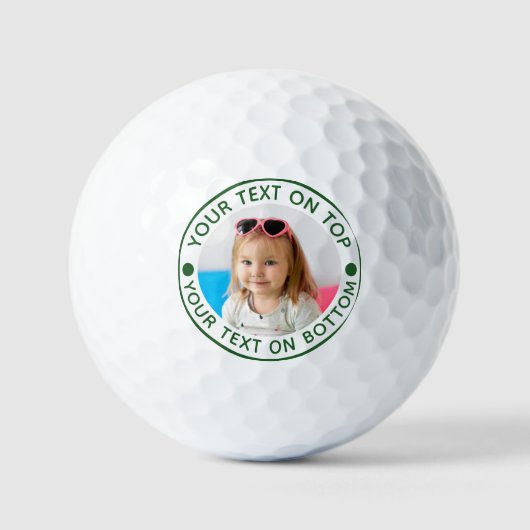 Balles De Golf Photo personnalisée Texte et couleur personnalisés (Recto)