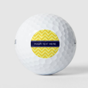 Balles De Golf Pineapple Lt Yellow LG Chevron Navy Nom monogram