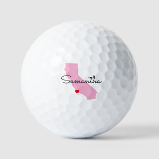Balles De Golf Pink California Shape Red Heart