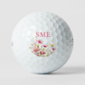 Balles De Golf Pink Floral Monogrammed (Recto)