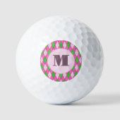 Balles De Golf Pink Green preppy argyle custom monogram ladies (Recto)