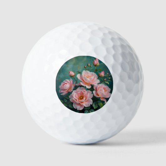 Balles De Golf Pink Peonies Artwork on Emerald Green (Recto)