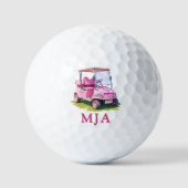 Balles De Golf Pink Personalized Golf Cart Custom Monogram  (Recto)