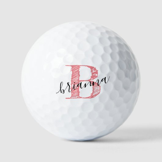 Balles De Golf Pink Personnalisé Élégant Script Monogramme initia (Recto)