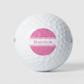 Balles De Golf Pink White Strips Nom Monogramme (Devant)