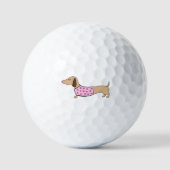 Balles De Golf Pink Wiener Chien & Coeurs Aimer Golfer Cadeau (Recto)
