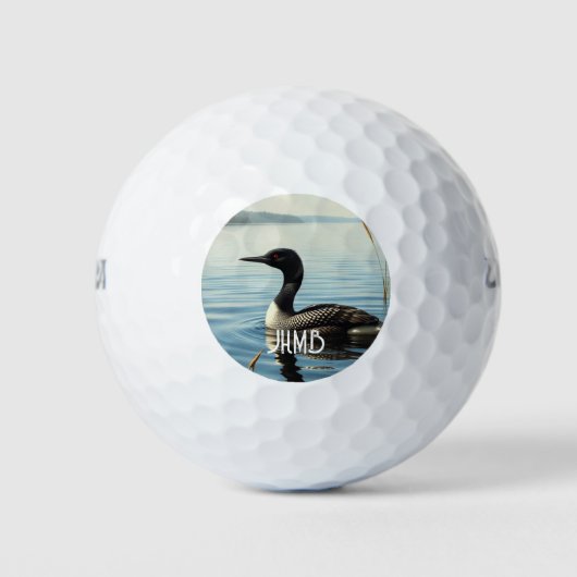 Balles De Golf Plongeon Huard Oiseau Commun Monogramme (Devant)