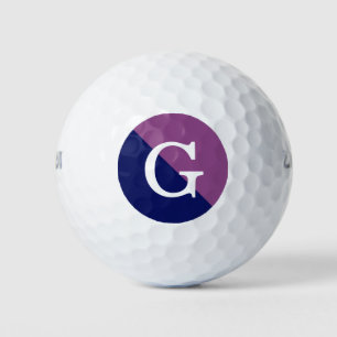 Balles De Golf Plum Violet Marine Bleu 2 Tone Diag initial Monogr