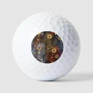 Balles De Golf Plumes de paon doré : motif foncé.