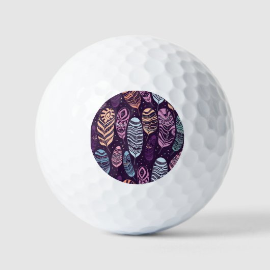 Balles De Golf Plumes ethniques : motif noir et blanc (Recto)