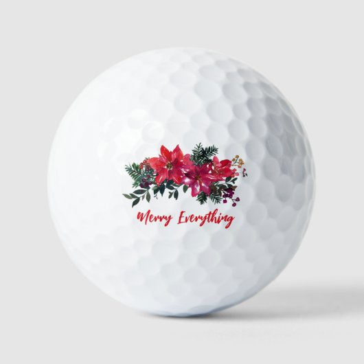 Balles De Golf Poinsettias Joyeux Tout Noël (Recto)