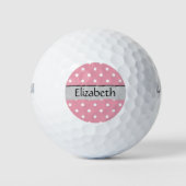 Balles De Golf Pois roses, Motif Pointe Polka, Votre Nom (Devant)