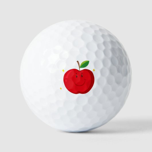 Balles De Golf Pomme rouge avec un visage heureux (Recto)