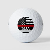 Balles De Golf Pompier personnalisé Monogramme US Drapeau mince L (Devant)