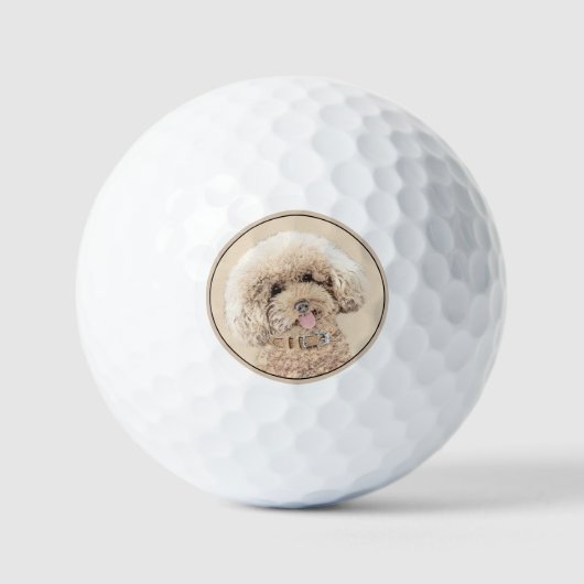 Balles De Golf Poodle Miniature Toy Apricot Crème Chien Brown Art (Recto)