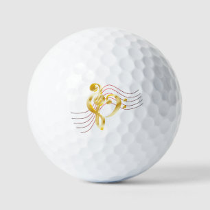 Balles De Golf Portée de note de musique et cœur violon et clé de