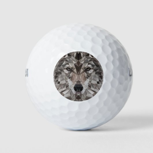 Balles De Golf Portrait géométrique Wolf Lone (Devant)
