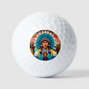 Balles De Golf Portrait puissant en chef amérindien