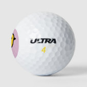 Balles De Golf Poulet Jaune Sur Fond Rose (Logo)